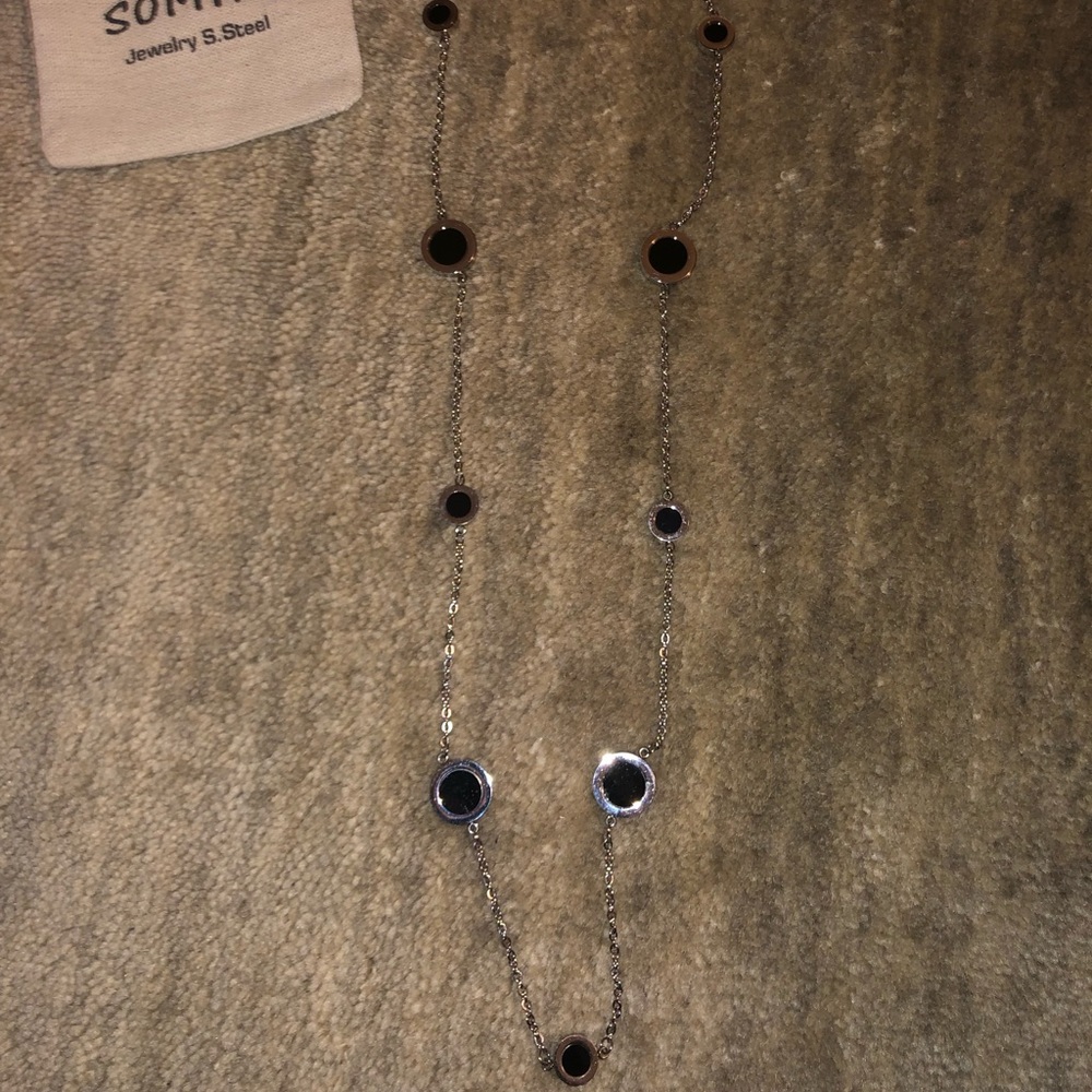 Reversible Silver with Stone Necklace